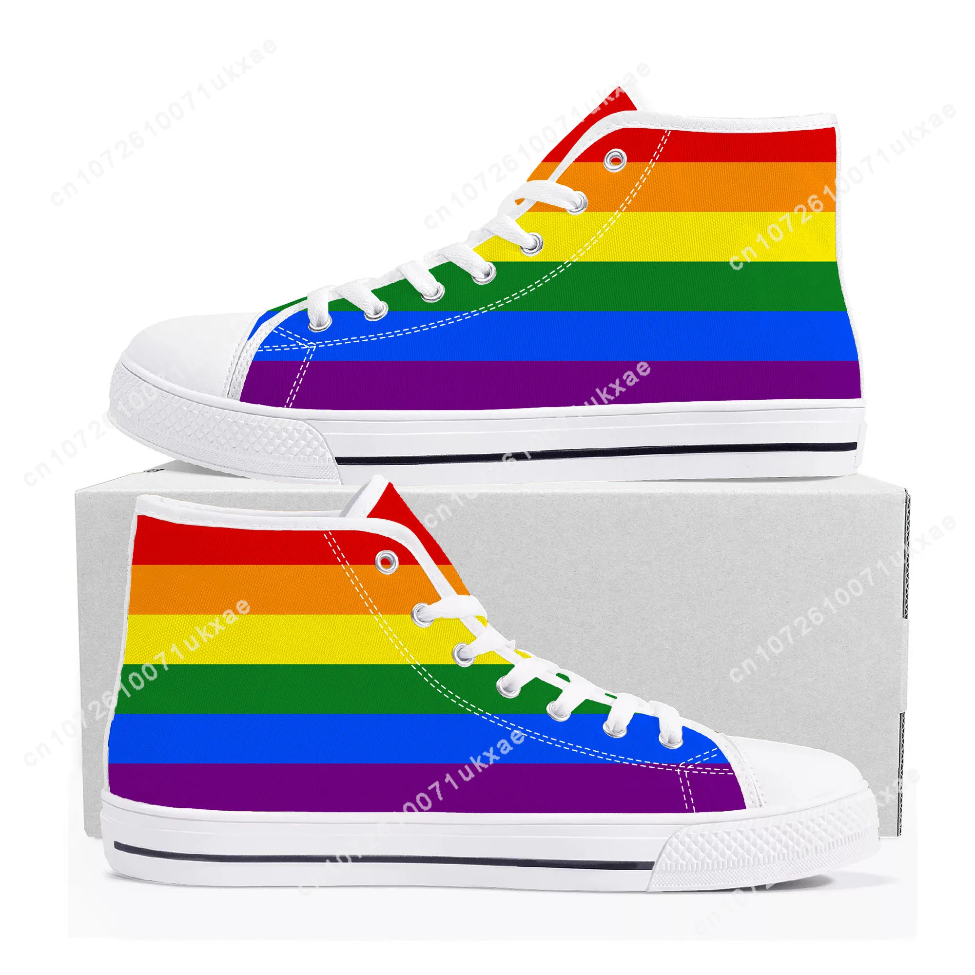 

LGBT ocmogic Pride rainbow High Top Sneakers Mens Womens Teenager Canvas Sneaker Casual Custom Made Shoes Customize Shoe