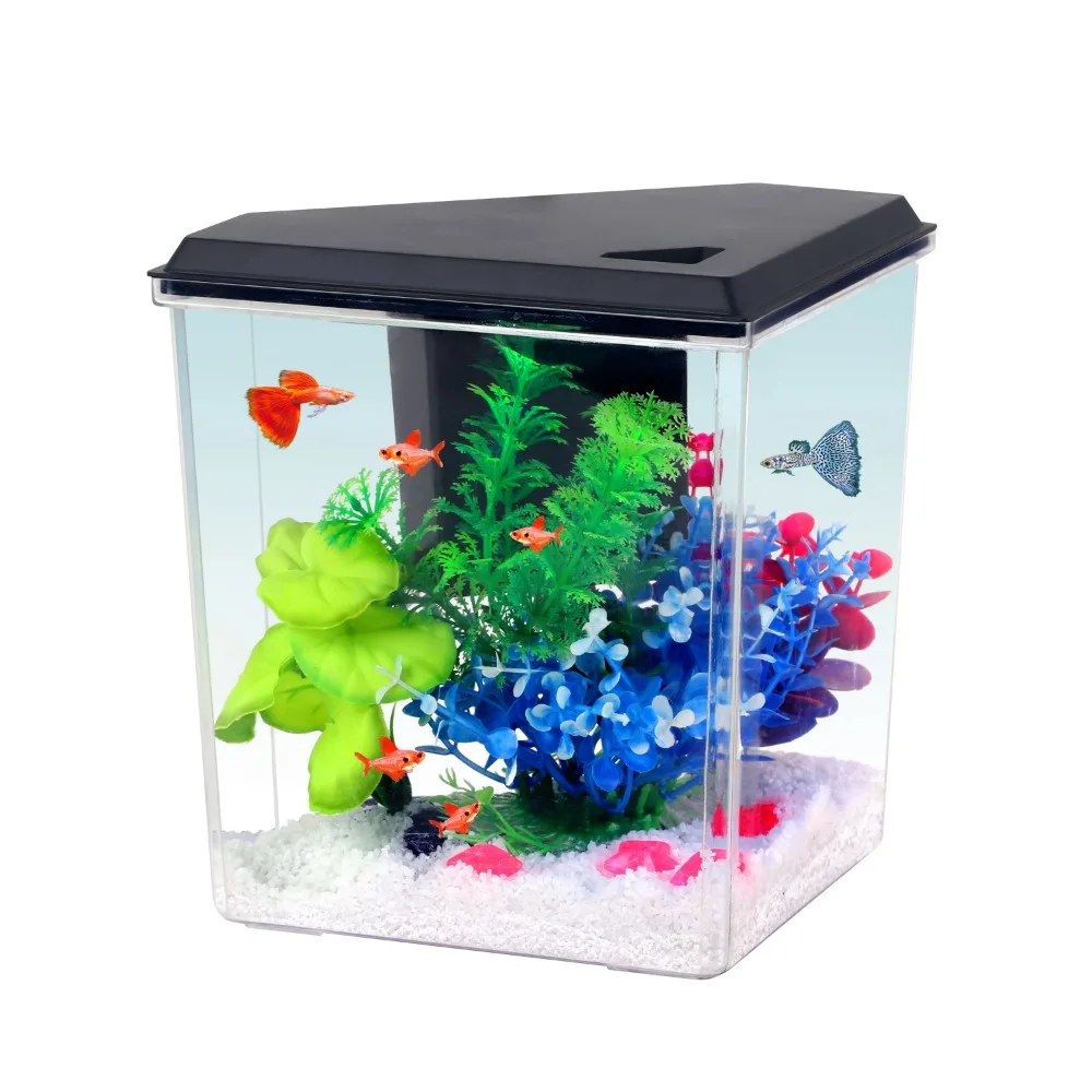 

Aqua Culture Plastic 1 Gallon Aquarium with Accessories, Black, 10.1''L x 6.76''W x 8.12''H