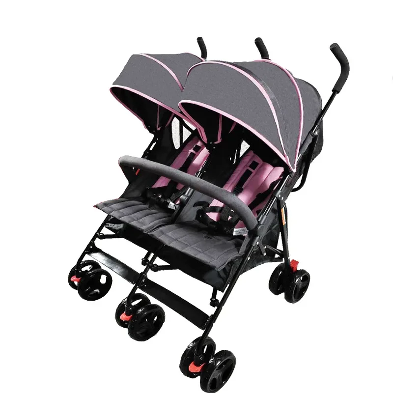 

Twin stroller light folding can sit half-lying baby strollers double shock absorber can enter the elevator