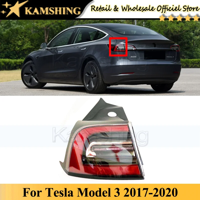 

Внешний фонарь Kamshing для Tesla Model 3, 2017, 2018, 2019, 2020, задний фонарь, задсветильник фонарь s, задний фонарь, стоп-сигнал