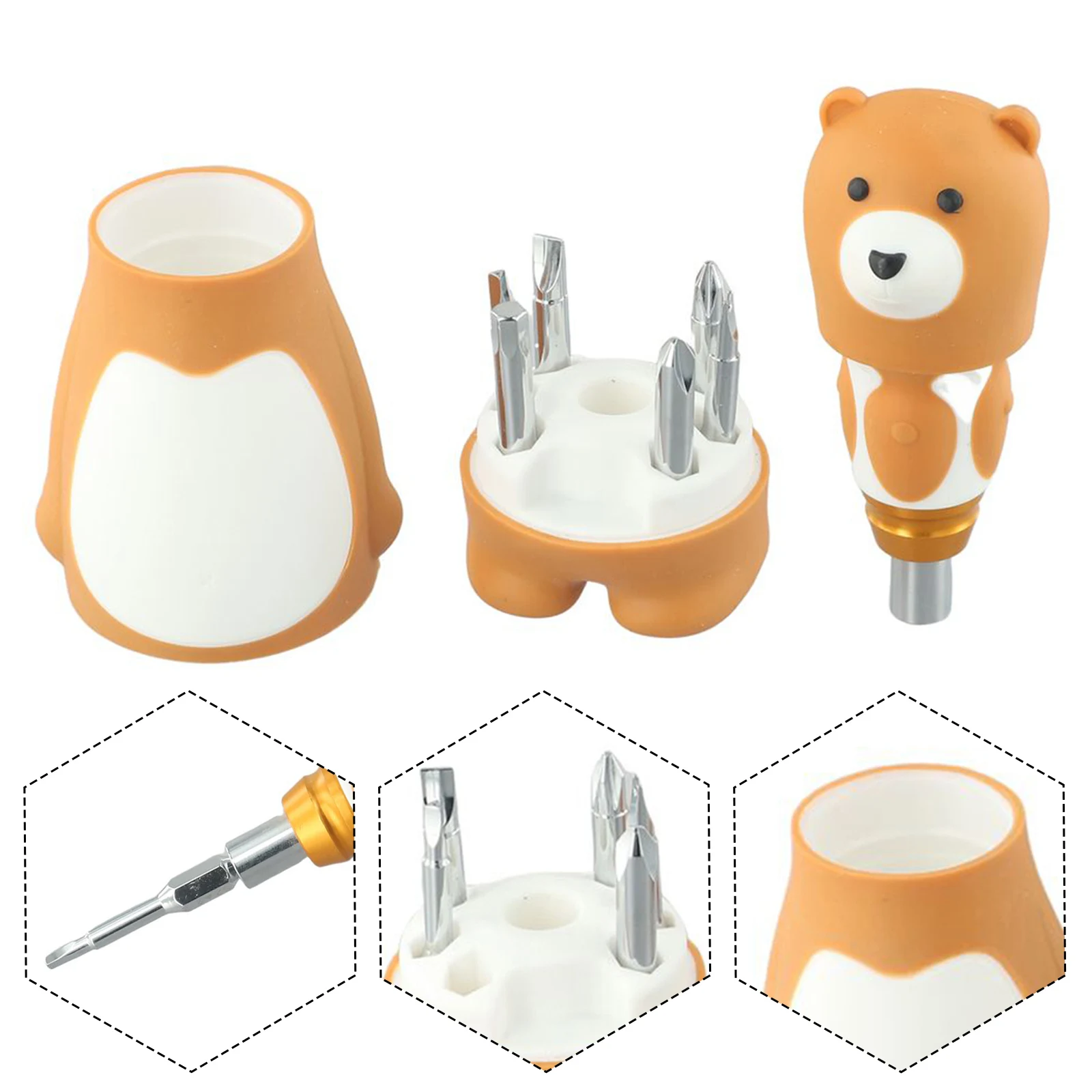 Cartoon Bear Screwdriver Set 6 in 1 Laborsaving Repair Tool Durable and Materials Non Slip Handle for Convenient Use
Cartoon Bear Screwdriver Set 6 in 1 Laborsaving Repair Tool Durable and Materials Non Slip Handle for Convenient Use