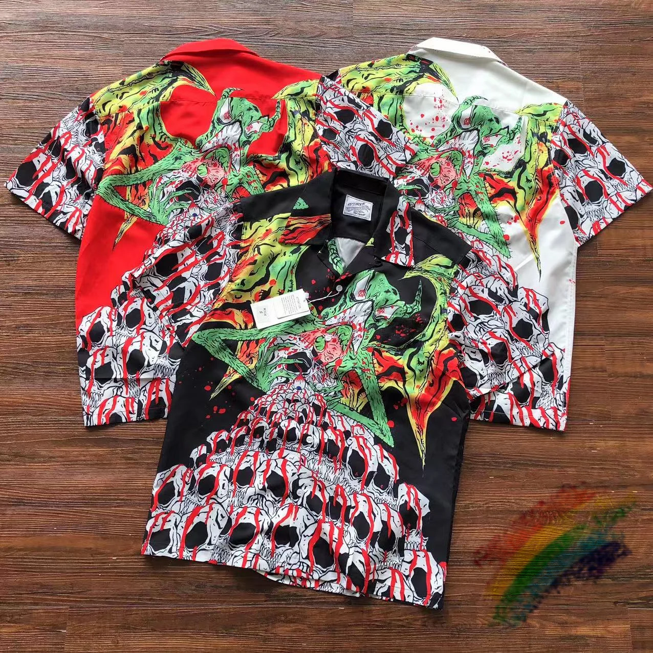 Hawaii Beach Style Skull Print Wacko Maria Shirts Men Women Tag Loose Casual Pocket Lapel Shirt Top
Hawaii Beach Style Skull Print Wacko Maria Shirts Men Women Tag Loose Casual Pocket Lapel Shirt Top