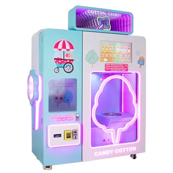 상업용 솜사탕 치실 기계, 로봇 암, 설탕 제조, 완전 자동 솜사탕 자판기