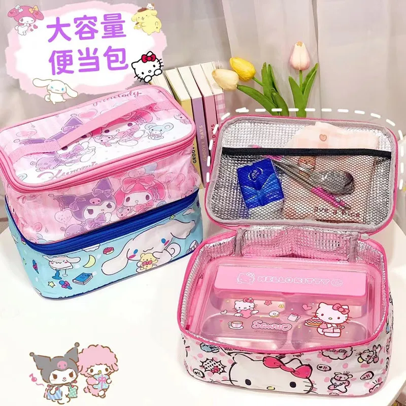 Sanrio Bento Box Hello Kitty Cinnamoroll Student Lunch Bag Insulated Case Large Capacity Handbag Cosmetics Bag School Supplies
Sanrio Bento Box Hello Kitty Cinnamoroll Student Lunch Bag Insulated Case Large Capacity Handbag Cosmetics Bag School Supplies