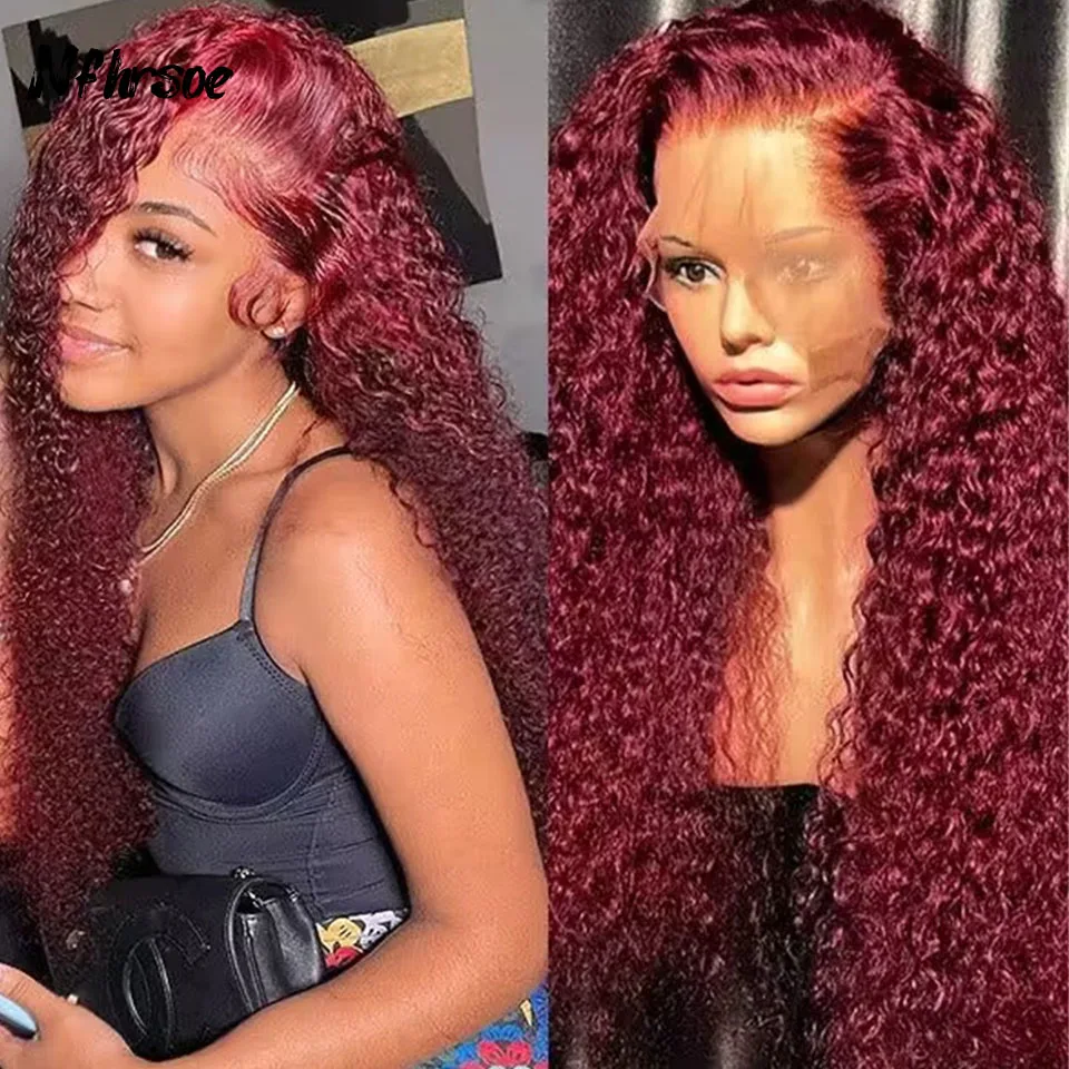 13x4 99J Burgundy Red Colored Deep Curly Lace Front Human Hair Wigs For Women Water Wave Transparent Glueless Lace Frontal Wig
13x4 99J Burgundy Red Colored Deep Curly Lace Front Human Hair Wigs For Women Water Wave Transparent Glueless Lace Frontal Wig