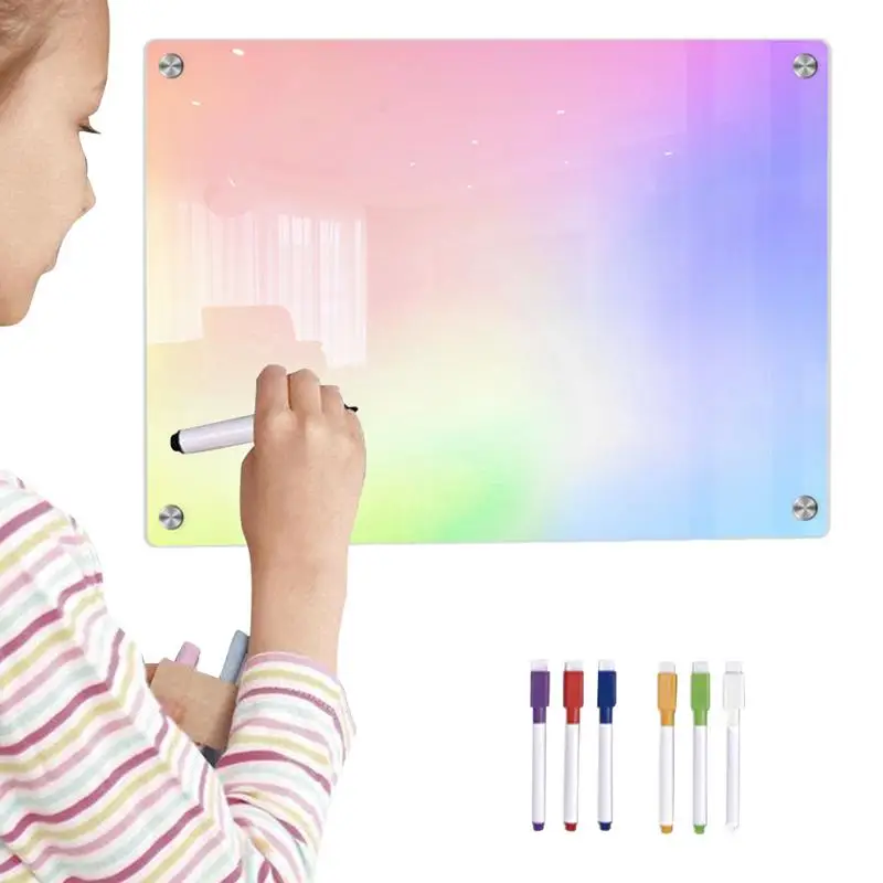 

Acrylic Planner For Fridge Acrylic Magnetic White Board Erasable Multifunctional Planner Memo With 6 Whiteboard Markers Planning