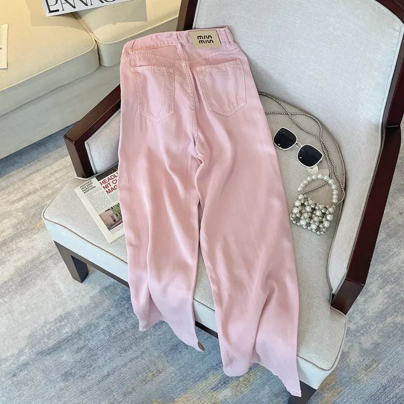 Pink Straight Leg Jeans For Women'S Summer New Style With A Sense Of Drape. Thin Style High Waisted Straight Leg Loose Fitting A
Pink Straight Leg Jeans For Women'S Summer New Style With A Sense Of Drape. Thin Style High Waisted Straight Leg Loose Fitting A