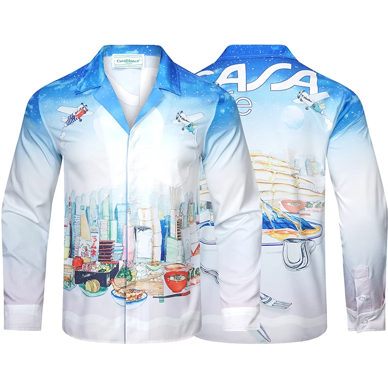 Best Quality Beach Style Harajuku Hawaiian Shirt Casablanca Print Shirt Fitting Men Women Casual Fashion Blue Mens Shirts 
Best Quality Beach Style Harajuku Hawaiian Shirt Casablanca Print Shirt Fitting Men Women Casual Fashion Blue Mens Shirts