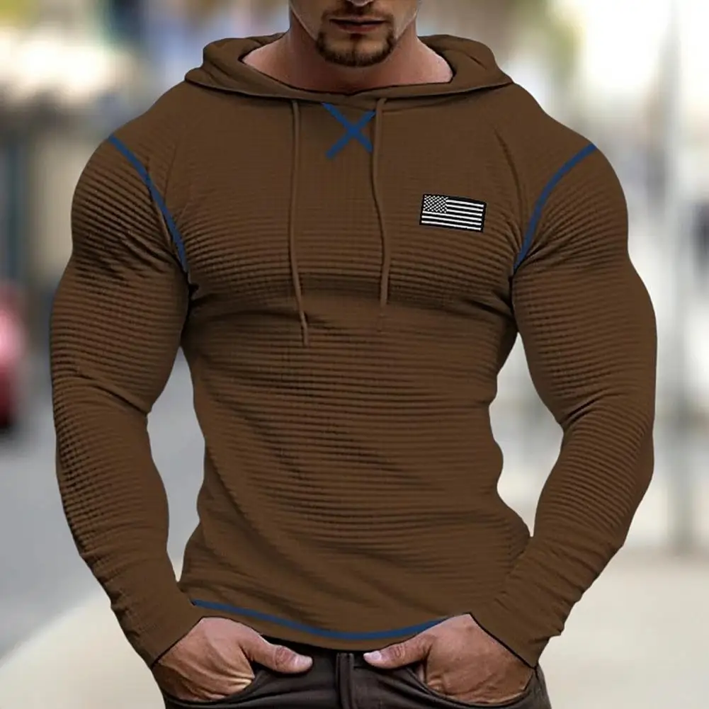 Slim Fit Solid Color Sweatshirt Men's Slim Fit Waffle Texture Hoodie with Drawstring Soft Badge Decor Slim Fit Drawstring Hooded
Slim Fit Solid Color Sweatshirt Men's Slim Fit Waffle Texture Hoodie with Drawstring Soft Badge Decor Slim Fit Drawstring Hooded