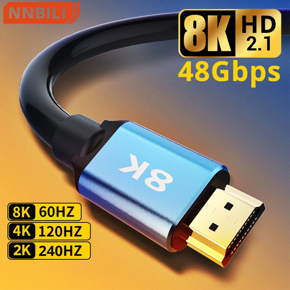 8K HDMII-Compatible 2.1 Cable for Xiaomi TV Box PS5 USB HUB 8K@60Hz Cable 48Gbps eARC Dolby Vision HD 1m 2m 3m 5m 10m 15m 20m
8K HDMII-Compatible 2.1 Cable for Xiaomi TV Box PS5 USB HUB 8K@60Hz Cable 48Gbps eARC Dolby Vision HD 1m 2m 3m 5m 10m 15m 20m