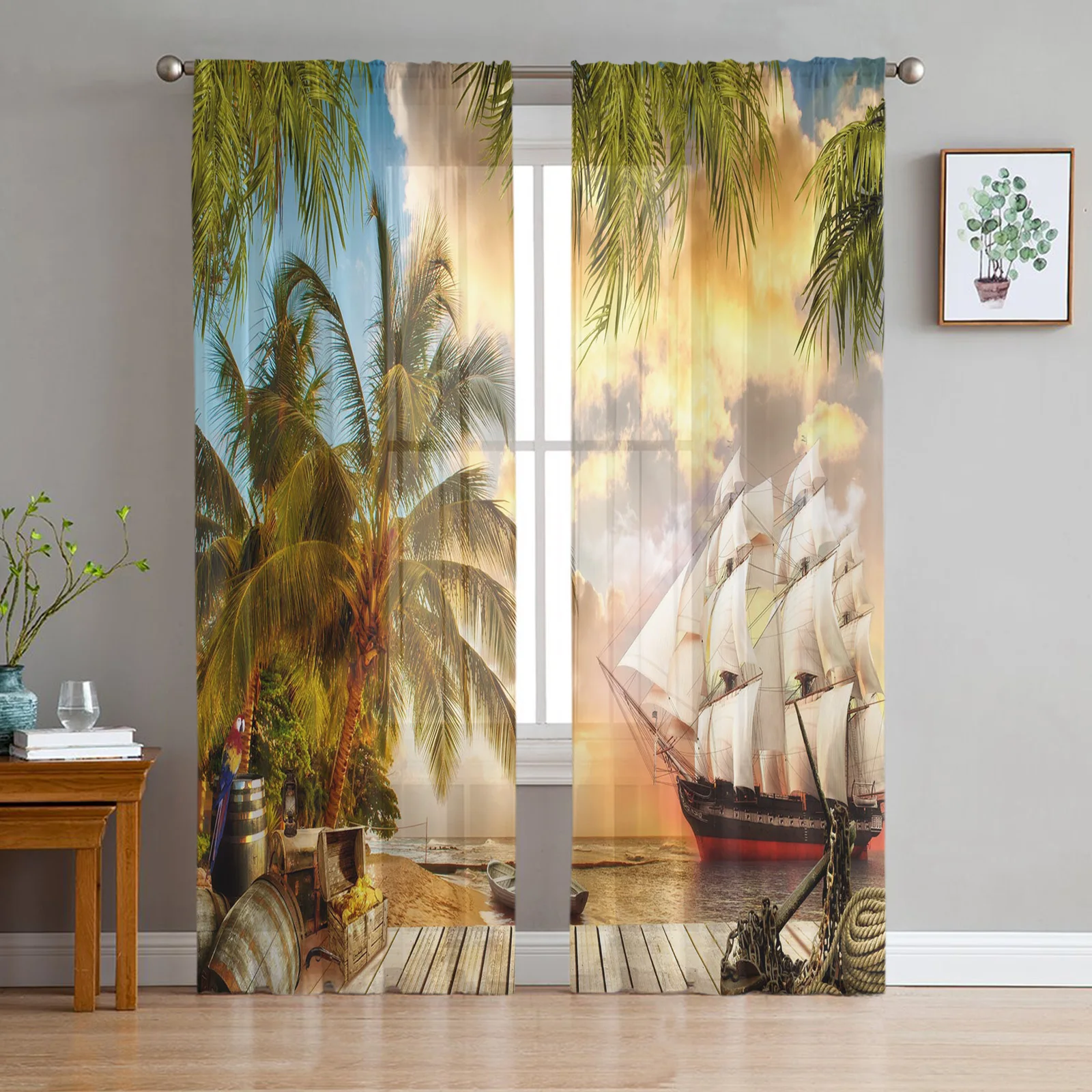 Modern Sheer Curtains Summer Beach Palm Trees Living Room Kitchen Children's Room Decoration Household Chiffon Window Curtains
Modern Sheer Curtains Summer Beach Palm Trees Living Room Kitchen Children's Room Decoration Household Chiffon Window Curtains