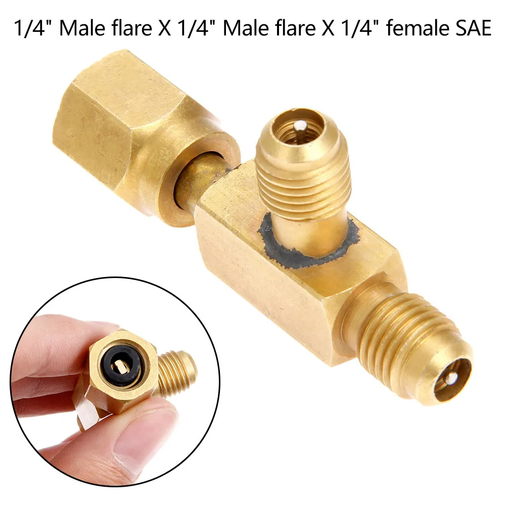 T-shaped T Type Adapter With Rotary Connector 1/4" External Thread Accessories Brand New Pump SAE Flare Solid Brass Tools
T-shaped T Type Adapter With Rotary Connector 1/4" External Thread Accessories Brand New Pump SAE Flare Solid Brass Tools
