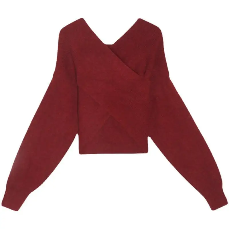 Spring and Autumn 2022 New Women's Pure Lust Cross Design Sweater Women's Han Loose V-Neck Short Machine Top
Spring and Autumn 2022 New Women's Pure Lust Cross Design Sweater Women's Han Loose V-Neck Short Machine Top