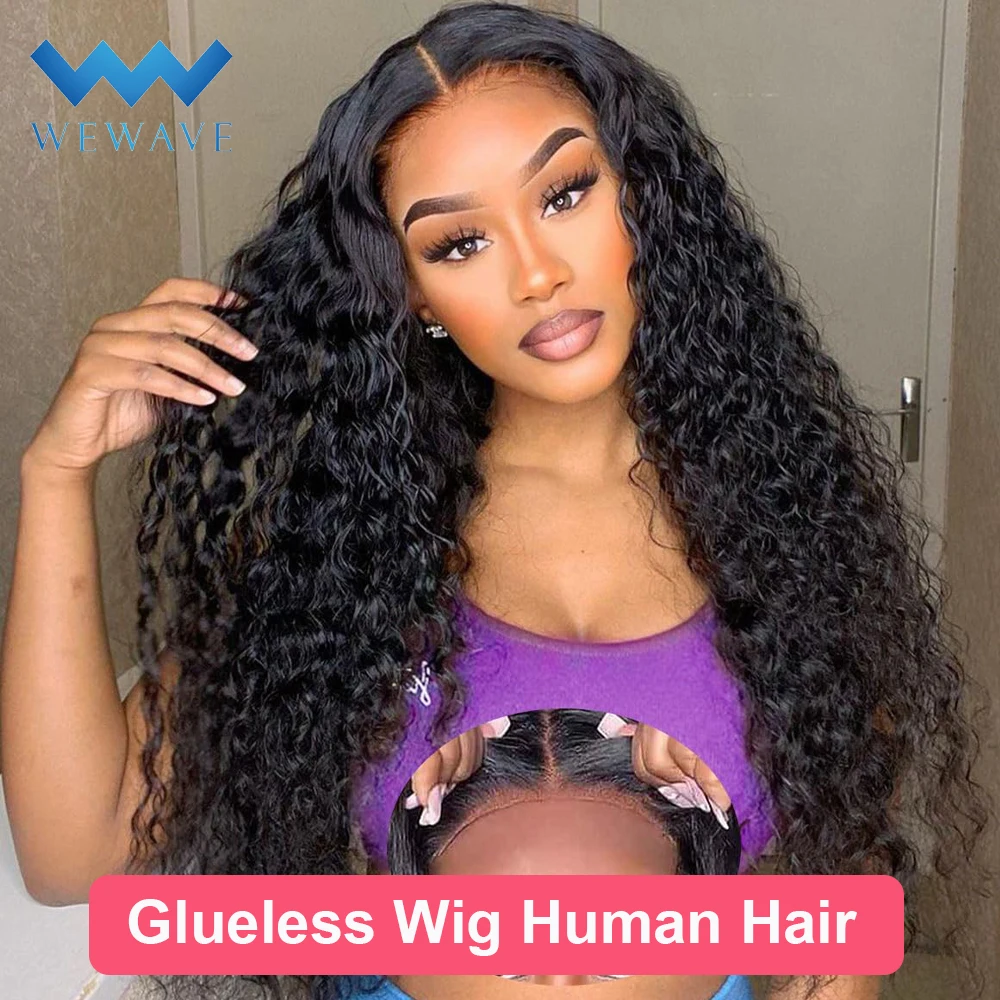 

30 inch Deep Wave Glueless Wig Human Hair 4x4 Pre Cut Lace Closure Wig Brazilian Curly Hair Wig 5x5 Closure Wig Pre Plucked