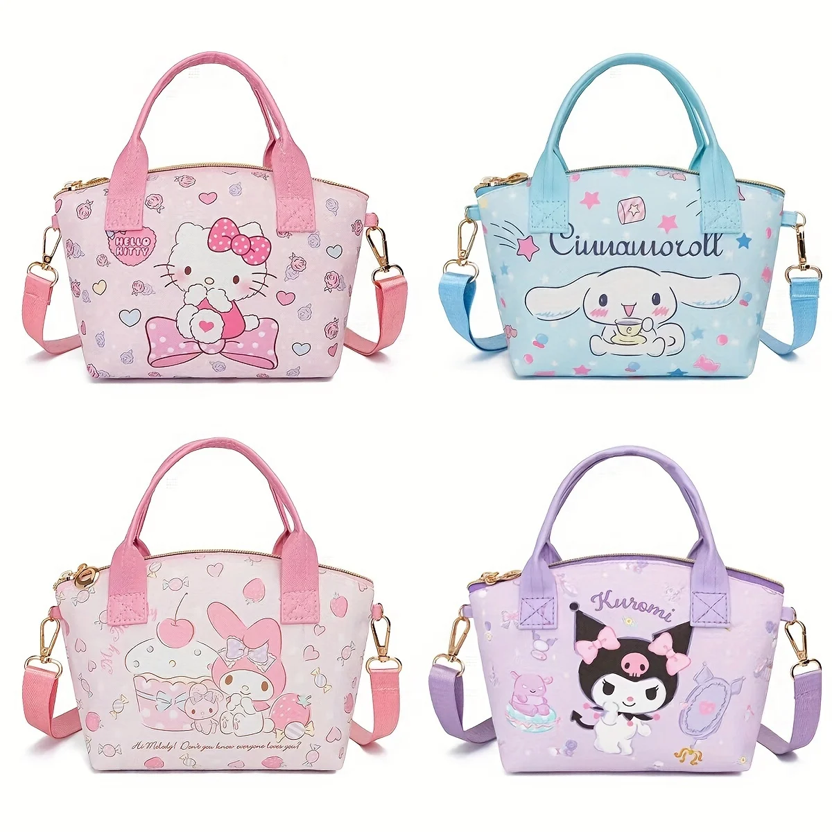 

MINISO Lightweight Stylish Sanrio Handbag Zipper Closure, Adjustable Handles in Bright Colors Ideal for Everyday Glam Parties