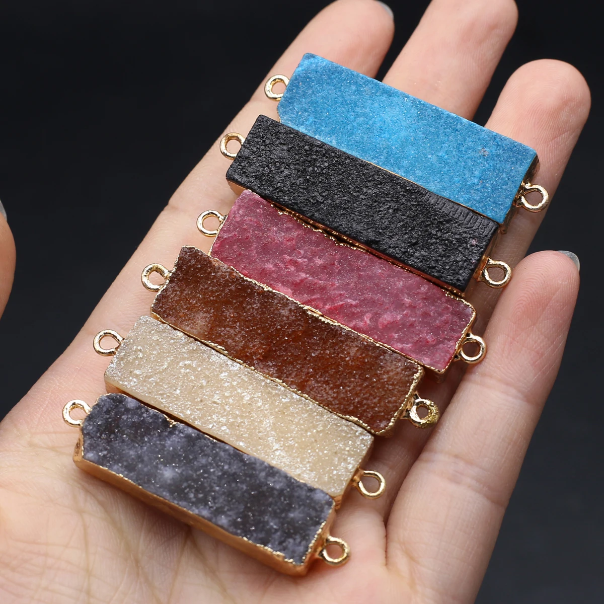 Crystal Rectangle Pendant Connector Natural Semi precious Stone Random Color Charm Jewelry DIY Making Bracelets Earrings Jewelry
Crystal Rectangle Pendant Connector Natural Semi precious Stone Random Color Charm Jewelry DIY Making Bracelets Earrings Jewelry