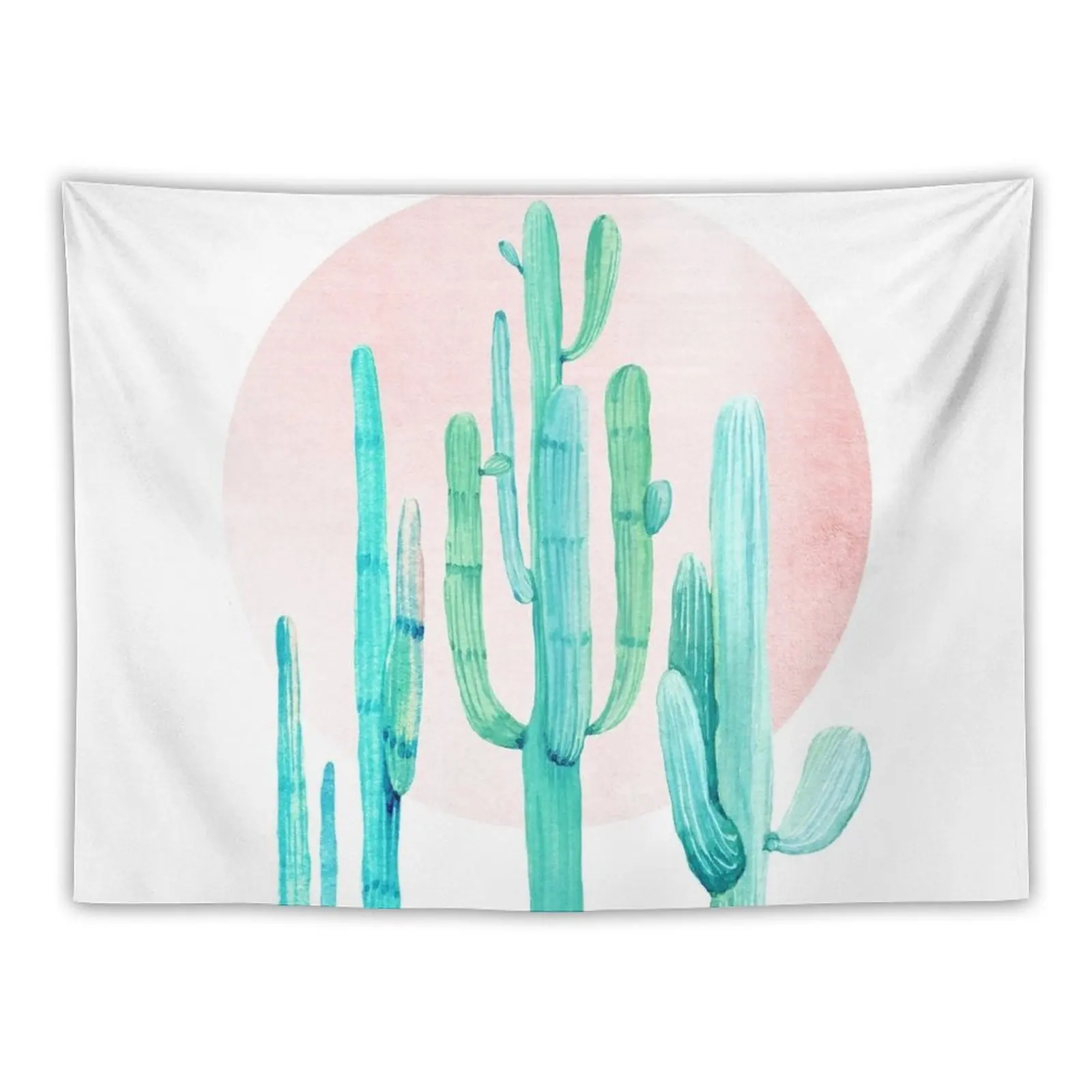 

Pretty Cactus Rosegold Pink and Turquoise Desert Cacti Southwest Decor Tapestry For Bedroom Bedroom Decoration Tapestry