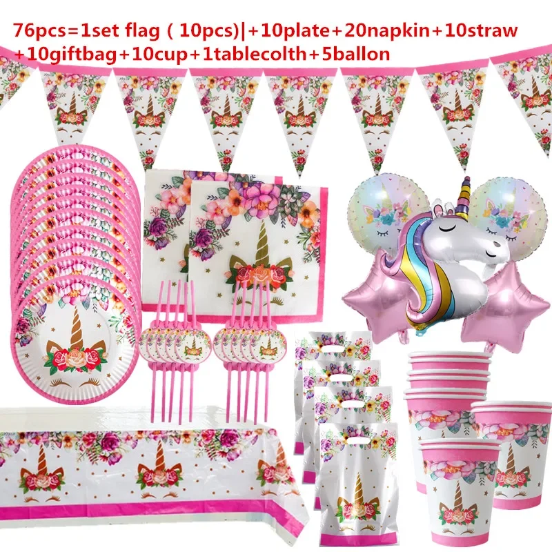 Unicorn Party Supplies Disposable Tableware Set Kids Birthday party Decoration Unicornio Decor Plates Cup Banner Baby Shower
Unicorn Party Supplies Disposable Tableware Set Kids Birthday party Decoration Unicornio Decor Plates Cup Banner Baby Shower