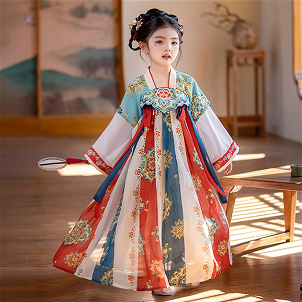

Spring Autumn New Ancient Princess Girl Hanfu Children's Tang Suit Super Fairy Chinese Style Traditional Dress Kid Dance Costume