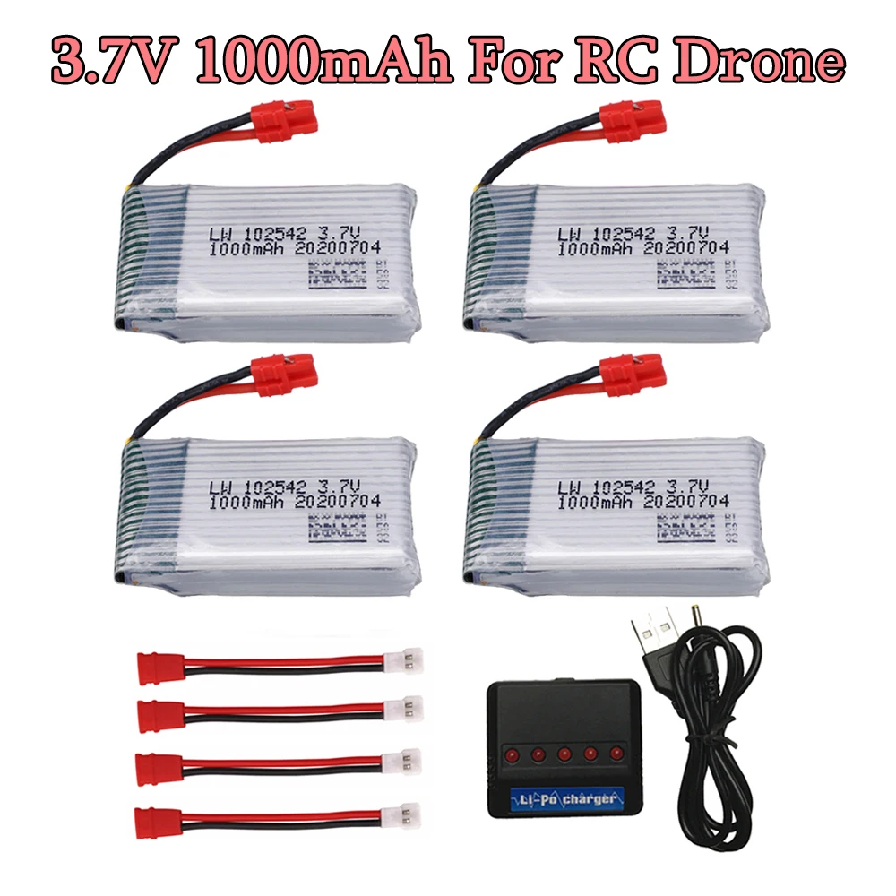 

3.7v 1000mah Lipo Battery + Charger for Syma X5HC X5HW X5UW X5UC RC Quadcopter Drone Spare Parts 3.7 V 1000 mah