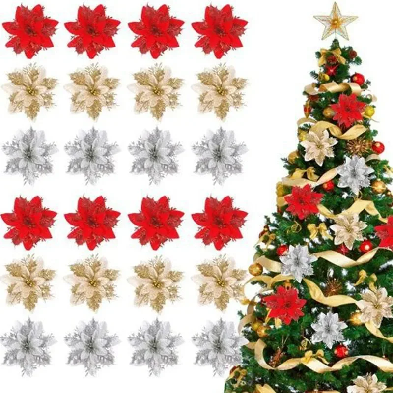 5/10pcs Glitter Artifical Christmas Flowers Mreey Christmas Tree Decoration Happy New Year Ornaments Xmas Fake Flowers Natal
5/10pcs Glitter Artifical Christmas Flowers Mreey Christmas Tree Decoration Happy New Year Ornaments Xmas Fake Flowers Natal