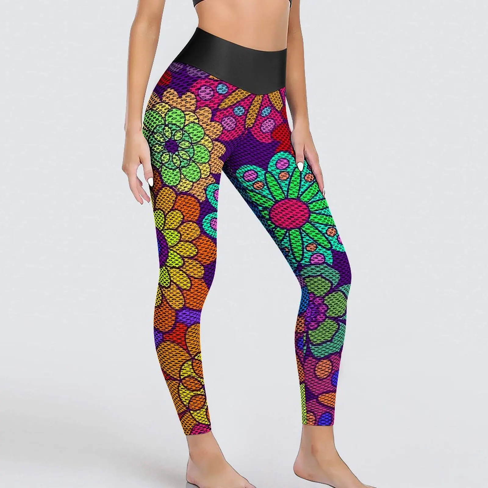 

Retro Flower Power Yoga Pants Women Hippy Flowers Leggings Sexy Push Up Elegant Yoga Sports Tights Stretch Fitness Gym Leggins