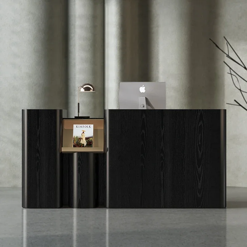 Black wood grain cash register counter modern simple store cash register light luxury corporate office front desk reception desk
Black wood grain cash register counter modern simple store cash register light luxury corporate office front desk reception desk