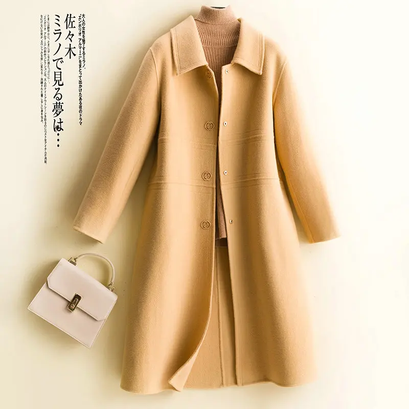 S-XL Womens Woolen Coats Autumn Winter Female Blends Jackets Turn-down Collar Long Loose Solid Simplicity Ladies Outerwear H272
S-XL Womens Woolen Coats Autumn Winter Female Blends Jackets Turn-down Collar Long Loose Solid Simplicity Ladies Outerwear H272