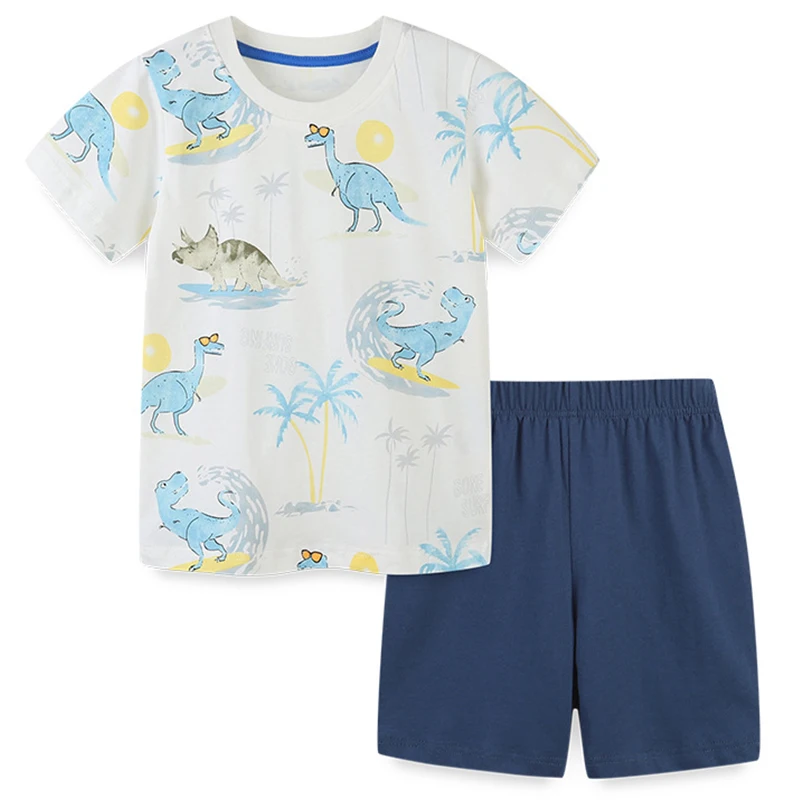 

2Piece Set Summer Toddler Clothes Boys Casual Cartoon Cute Cotton Short Sleeve Tops+Shorts Baby Boutique Luxury Clothing BC2423