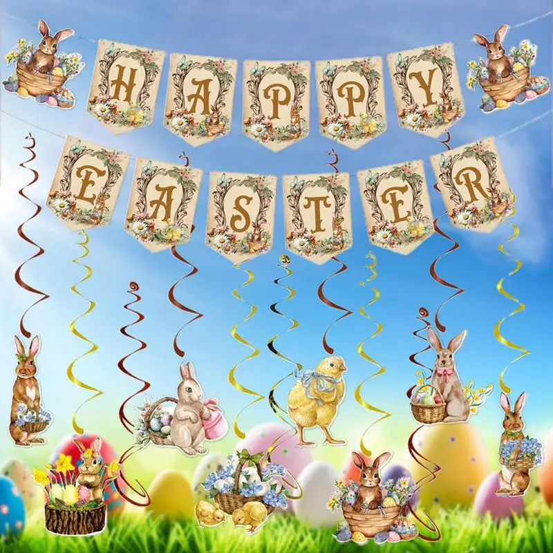Happy Easter Banner easter decoration Bunny Chick Spiral Flag Reusable Spring Easter Banner Decoration Party Decorations Banner
Happy Easter Banner easter decoration Bunny Chick Spiral Flag Reusable Spring Easter Banner Decoration Party Decorations Banner