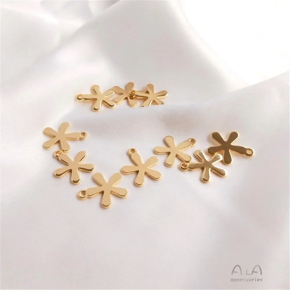 

14K Gold Plated Cast copper five-petal floret pendant diy hand made ear pendant head pendant small pendant