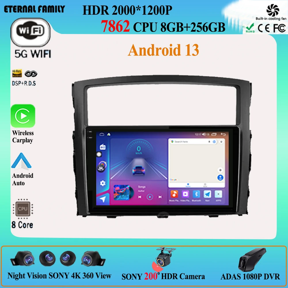 

Android 13 для Mitsubishi Pajero 4 V80 V90 2006 - 2014 Автомагнитола ADAS мультимедийный плеер стерео 4G AHD RDS WIFI DSP SWC BT видео