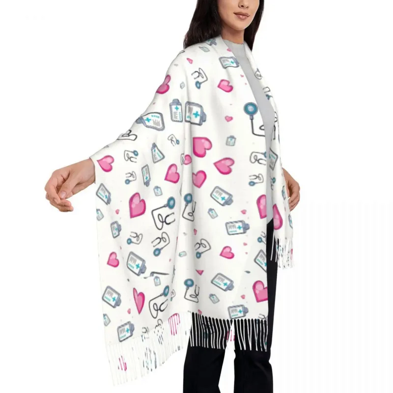 Female Long Stethoscope Heart Pattern Scarves Women Winter Thick Warm Tassel Shawl Wraps Cartoon Nurse Nursing Scarf
Female Long Stethoscope Heart Pattern Scarves Women Winter Thick Warm Tassel Shawl Wraps Cartoon Nurse Nursing Scarf
