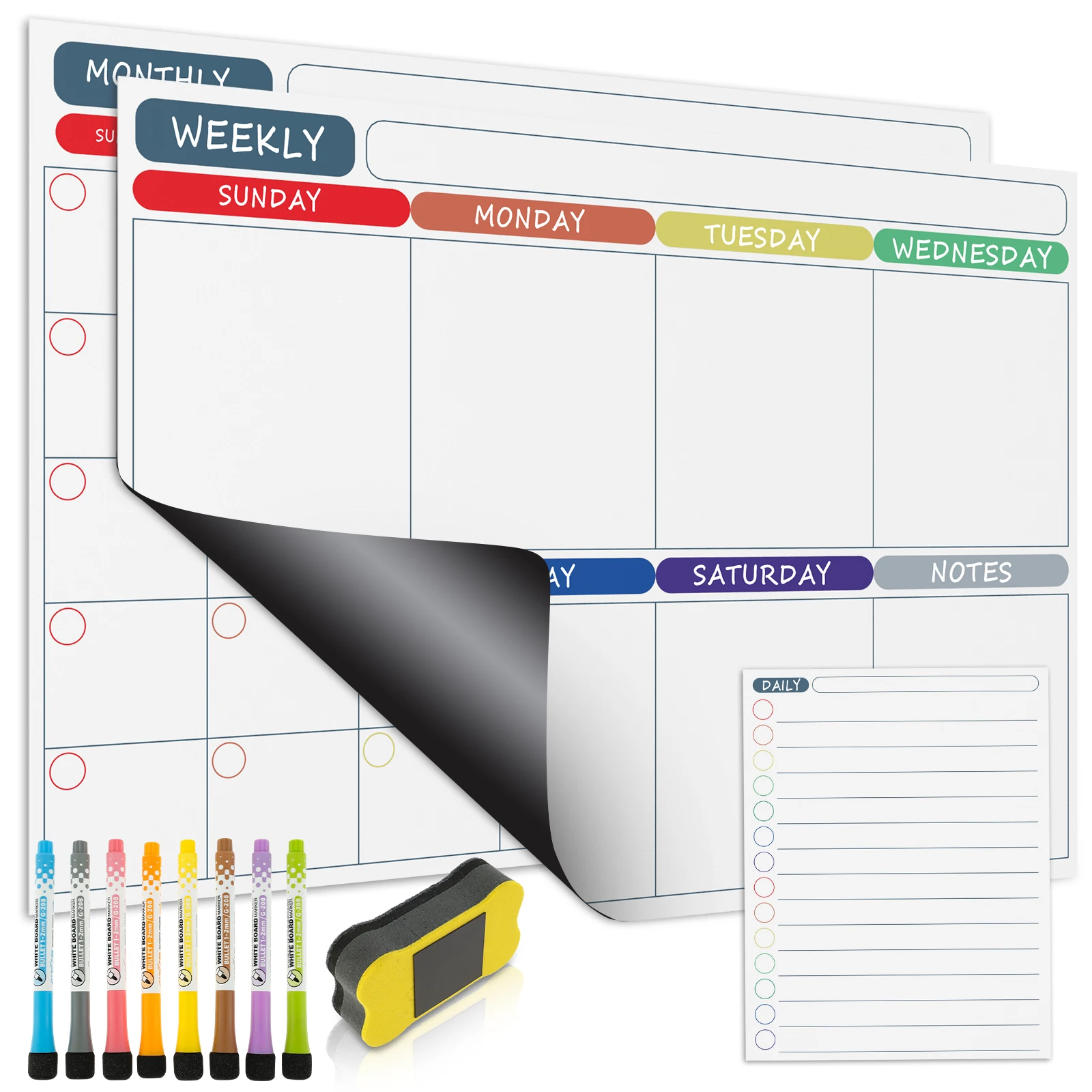 Magnetic Whiteboard Kit Durable Dry Erase Calendar Kit Portable Fridge Weekly Calendar Planner Board with 8 Markers and 1 Eraser
Magnetic Whiteboard Kit Durable Dry Erase Calendar Kit Portable Fridge Weekly Calendar Planner Board with 8 Markers and 1 Eraser
