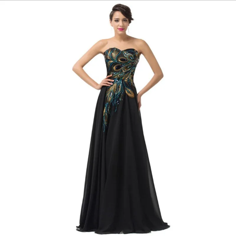 Embroidered Peacock Evening Dress Floor Long Navy Blue Purple Black Champagne Chiffon Bridesmaid's Banquet
Embroidered Peacock Evening Dress Floor Long Navy Blue Purple Black Champagne Chiffon Bridesmaid's Banquet