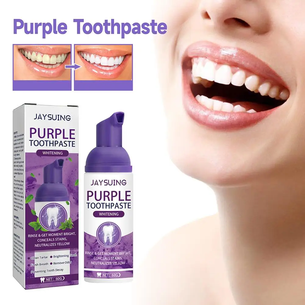 

Purple Color Corrector Teeth Toothpaste Effective Whitening Teeth Oral Whitening Cleaning Toothpaste Mousse Product Z7V4