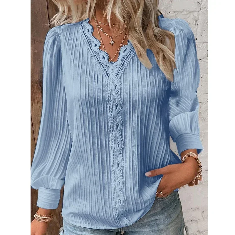 New Elegant Simple Blouse Women Office V-neck Long Sleeve Shirt Women Loose Hollow Out Stripe Pleated Vintage Tops Mujer 27970
New Elegant Simple Blouse Women Office V-neck Long Sleeve Shirt Women Loose Hollow Out Stripe Pleated Vintage Tops Mujer 27970