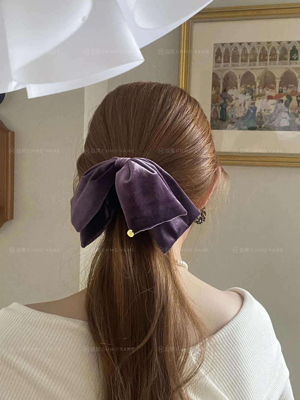 

Purple Advanced Feeling Bow Hair Claw Velvet Bowknot Hairpin Crab Clip Back of Head Barrettes For Women Girls Hair Accessories