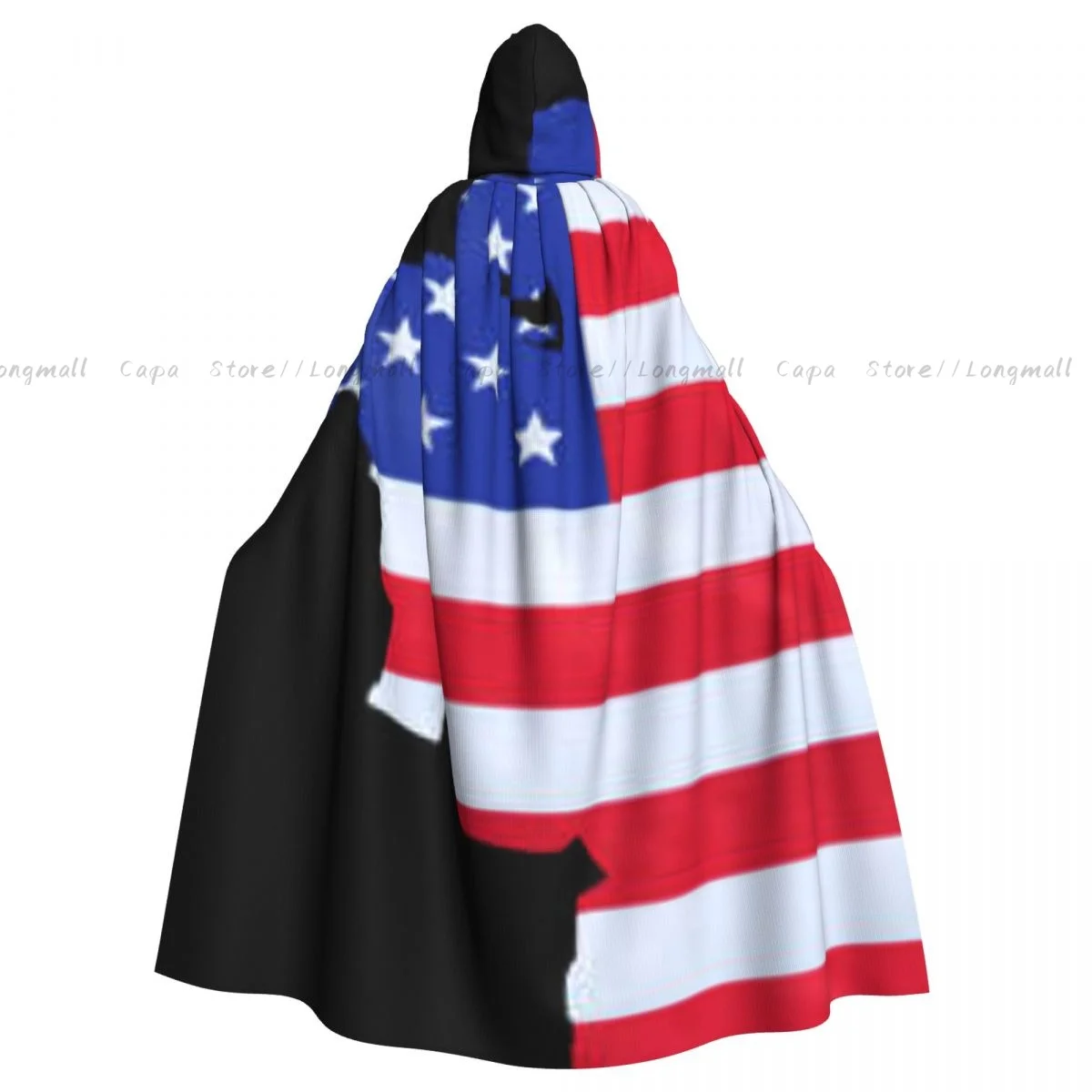 

Adult Halloween United States Of America Country Flag Cloak Cape Hooded Medieval Costume Full Length Dress Coat