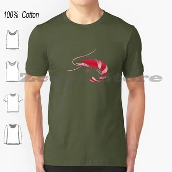 새우 라이트 티셔츠 100% 면 남성 여성 맞춤형 패턴 새우 랍스터 가재 새우 연인 I Love Shrimp Ocean Sea