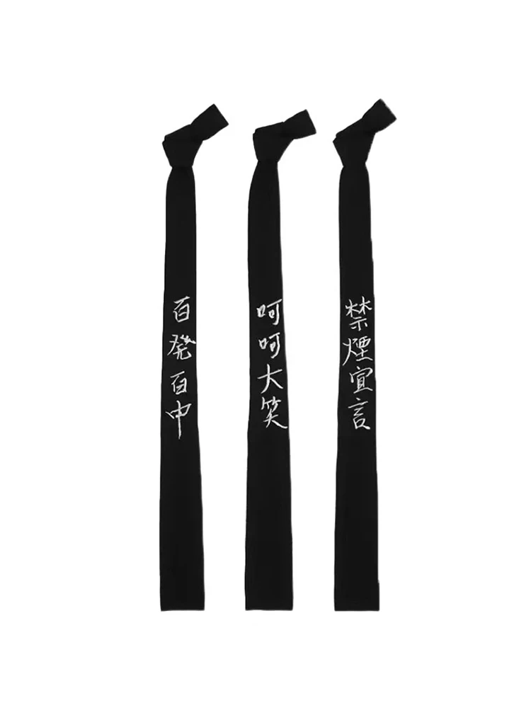 

y3 Words Embroidery yohji tie clothing accessory Unisex dark style y-3yohji yamamoto tie for man yohji ties for womens novelty