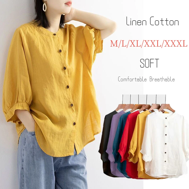 HONGHANYUAN Women Cotton Linen Comfortable Tops Casual Loose Lantern Sleeve Retro Art Size S to XXXL Shirt Shirts Blouse
HONGHANYUAN Women Cotton Linen Comfortable Tops Casual Loose Lantern Sleeve Retro Art Size S to XXXL Shirt Shirts Blouse