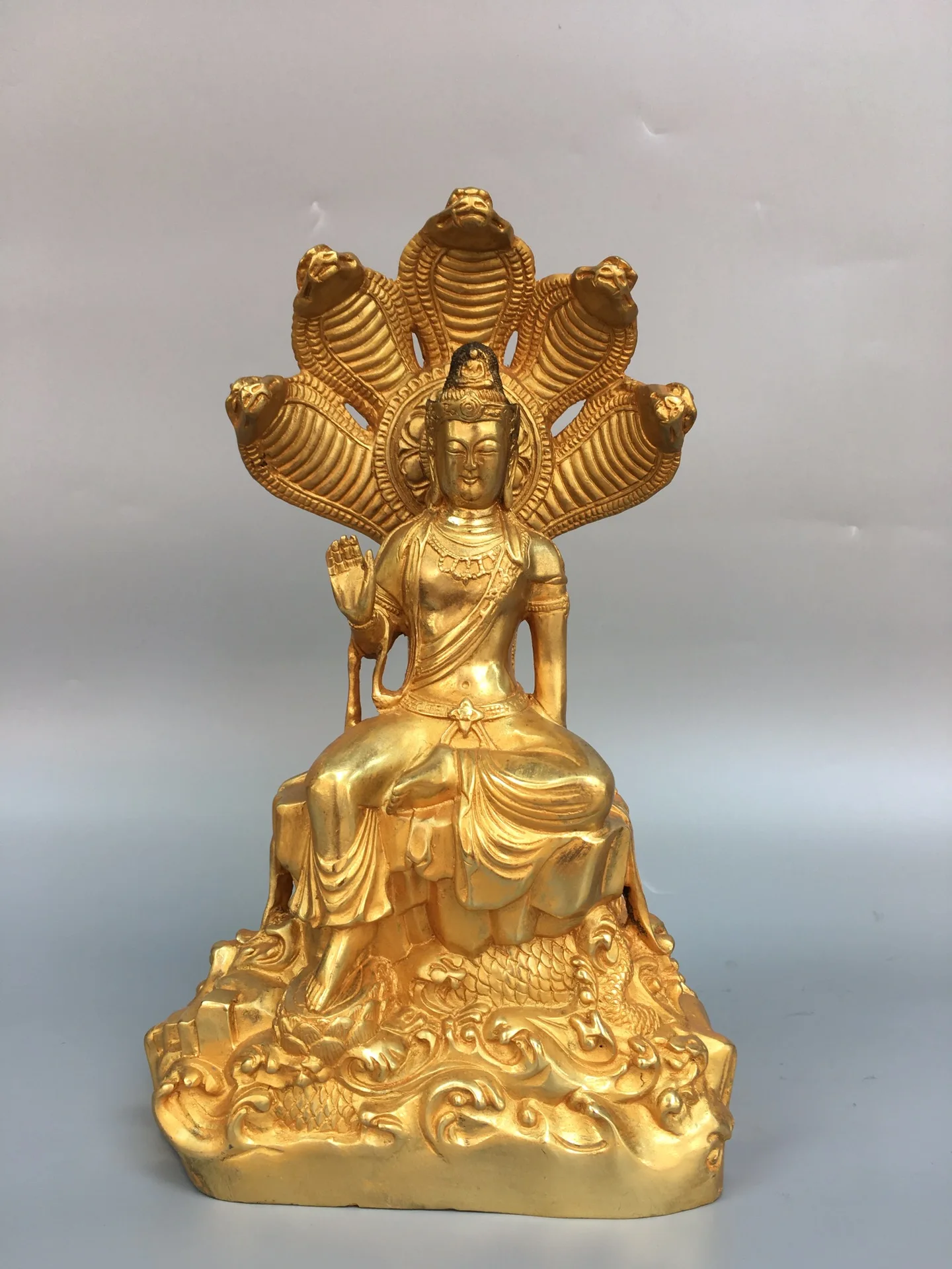 10"Tibetan Temple Collection Old Bronze Gilded Cinnabar Nagarjuna Sitting Buddha Lotus Platform Worship Hall Town house Exorcism
10"Tibetan Temple Collection Old Bronze Gilded Cinnabar Nagarjuna Sitting Buddha Lotus Platform Worship Hall Town house Exorcism