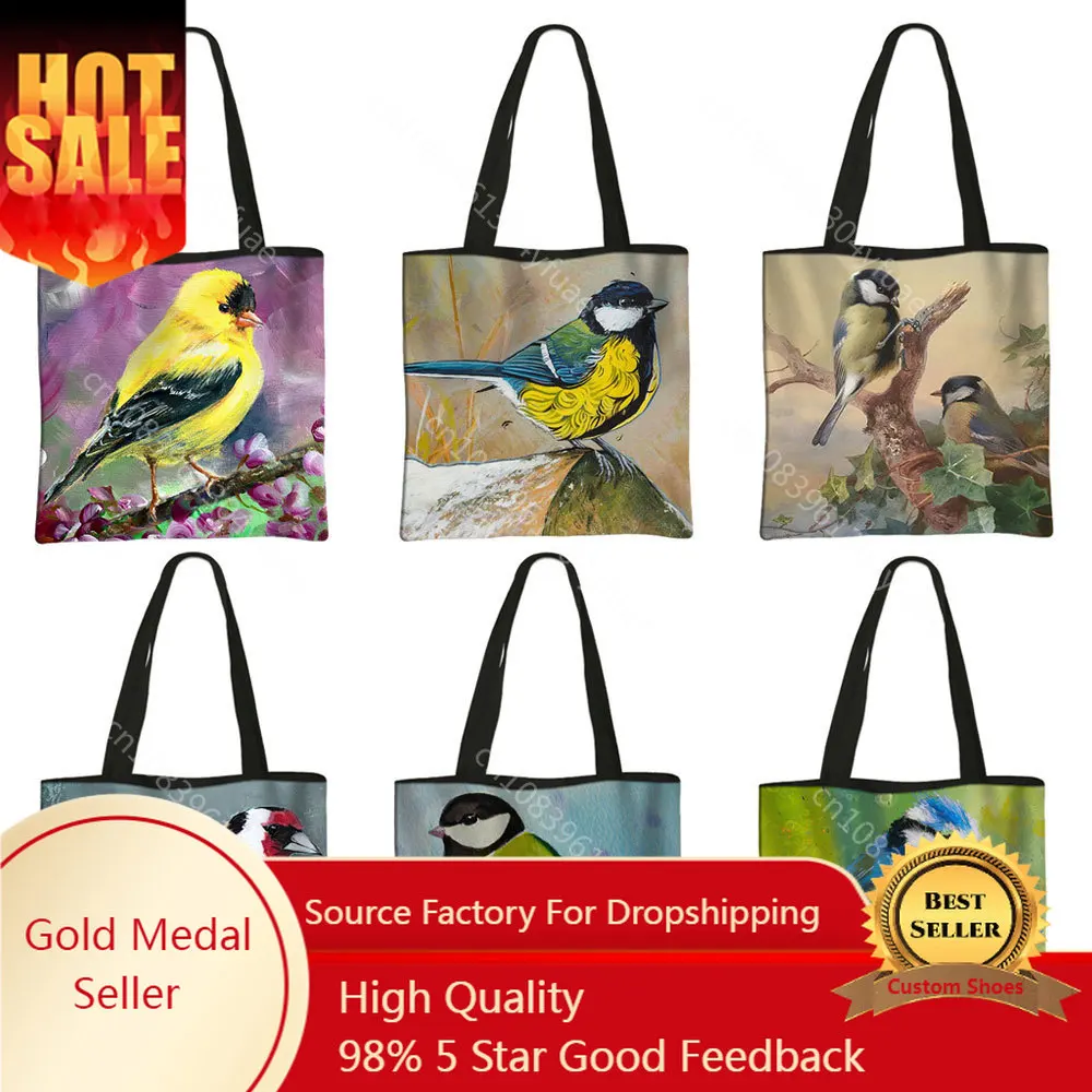 Cute Birds Goldfinch / Blue Tit / Marsh Tit Print Casual Totes Bag Coal Tit Women Handbags Large Capacity Shoulder Shopping Bag
Cute Birds Goldfinch / Blue Tit / Marsh Tit Print Casual Totes Bag Coal Tit Women Handbags Large Capacity Shoulder Shopping Bag
