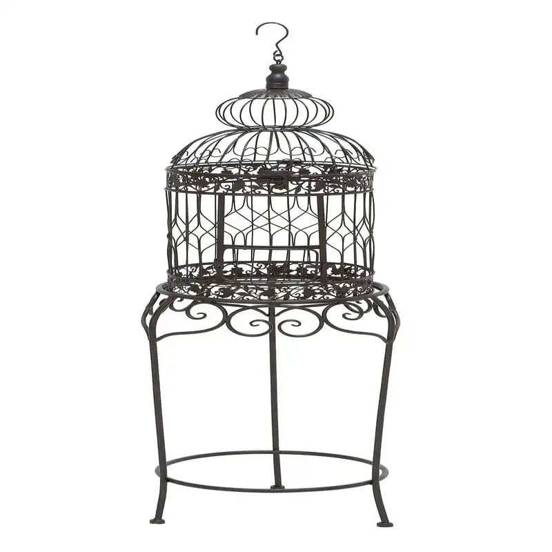 Indoor Outdoor On Removable Stand Black Metal Birdcage with Latch Lock Closure and Top Hook Easy cleaning
Indoor Outdoor On Removable Stand Black Metal Birdcage with Latch Lock Closure and Top Hook Easy cleaning
