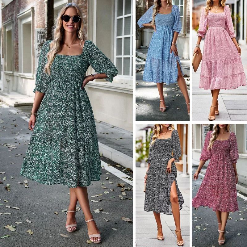 DY-European Independent Station Bohemian Dress Women's Spring/Summer Temperament Square Collar 3/4 Sleeve Dress
DY-European Independent Station Bohemian Dress Women's Spring/Summer Temperament Square Collar 3/4 Sleeve Dress