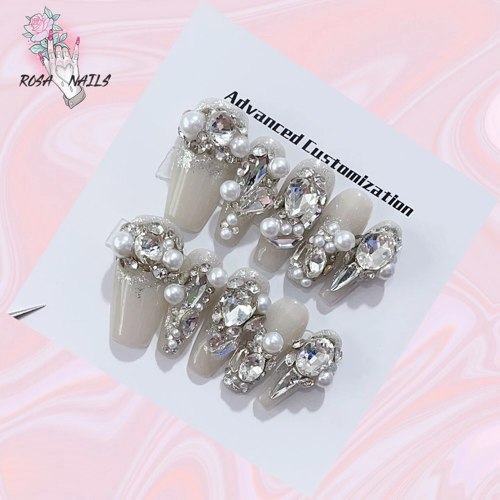 Pearl Press on Nails Long Coffin Fake Tips Pearls Rhinestones Nude Ballerina Artificial Acrylic Full Cover False Stick on Nails
Pearl Press on Nails Long Coffin Fake Tips Pearls Rhinestones Nude Ballerina Artificial Acrylic Full Cover False Stick on Nails