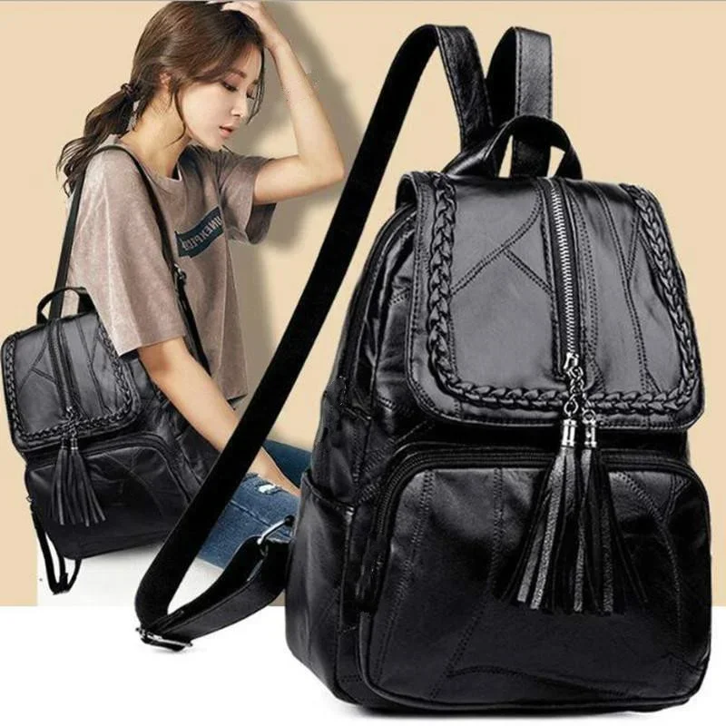 

Women Large Capacity Backpack Purses High Quality Leather Female Vintage Bag School Bags Travel Bagpack Ladies Bookbag Rucksack