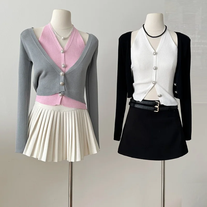 NEW French Fashion Japanese Faux Two Pieces Knitted Sweater Cardigan For Women Korean JK Chic Ladies Top Wear Autumn Winter
NEW French Fashion Japanese Faux Two Pieces Knitted Sweater Cardigan For Women Korean JK Chic Ladies Top Wear Autumn Winter