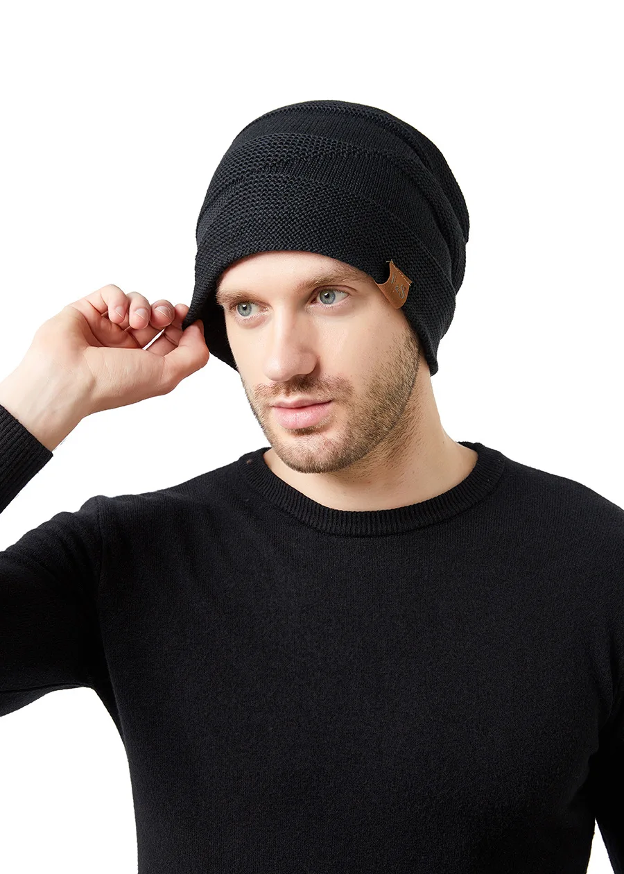New Unisex Slouchy Winter Hats Add Fur Lined Men And Women Warm Beanie Cap Casual Label Decor Winter Knitted Hats New Unisex Slouchy Winter Hats Add Fur Lined Men And Women Warm Beanie Cap Casual Label Decor Winter Knitted Hats